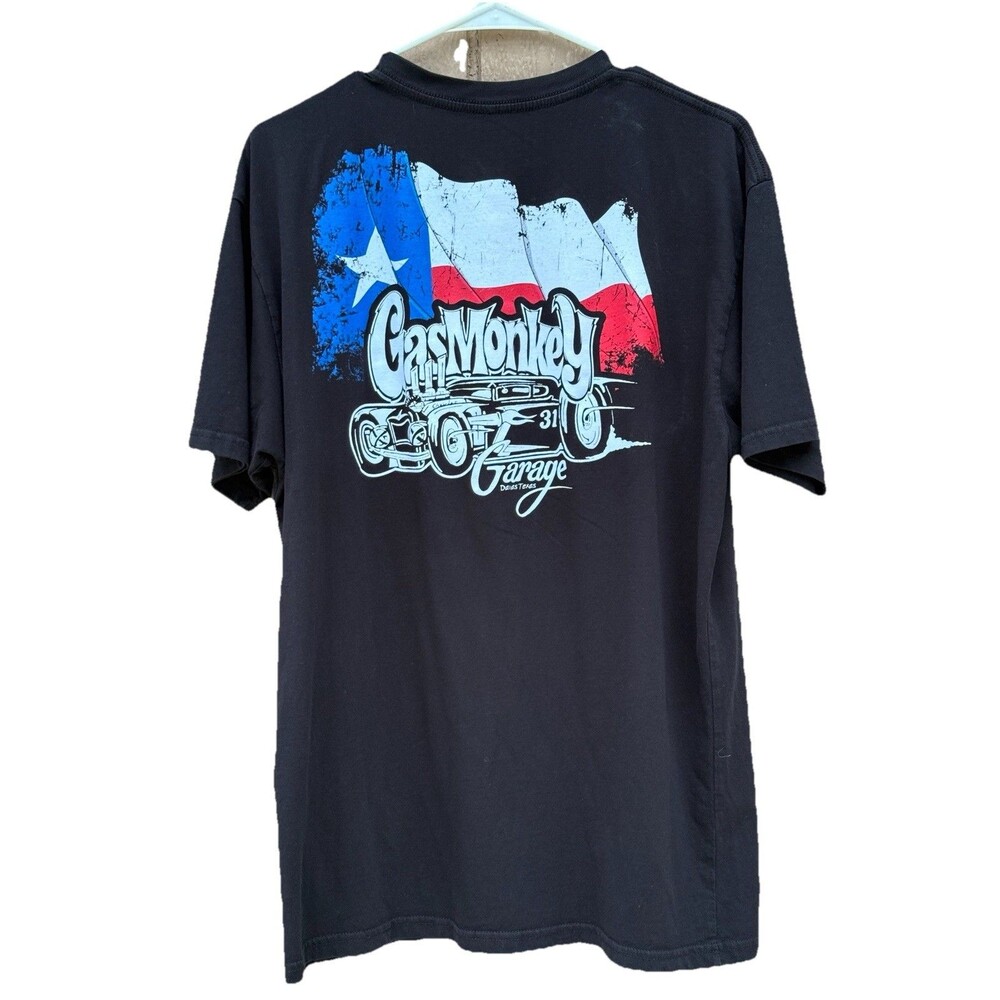 Gas Monkey Garage T Shirt Fast N' Loud - hot rod - - The flag of Texas L